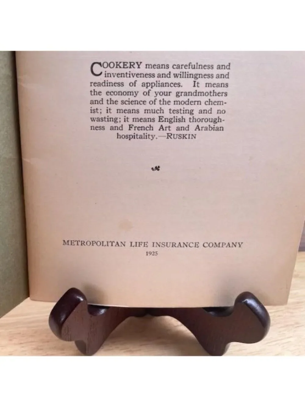 The Metropolitan Cook Book 1925 Antique Recipe Book Metropolitan Life Insurance